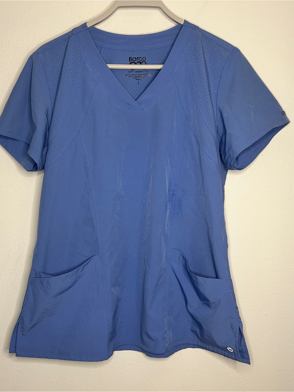Barco Uniforms Light Blue Top with Gold Logo